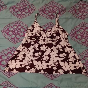 Kona Sol 🐝 tanking top floral burgundy & white L